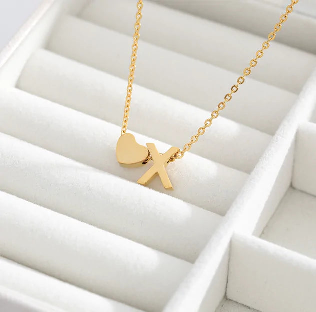 Letter Heart Initial Necklaces