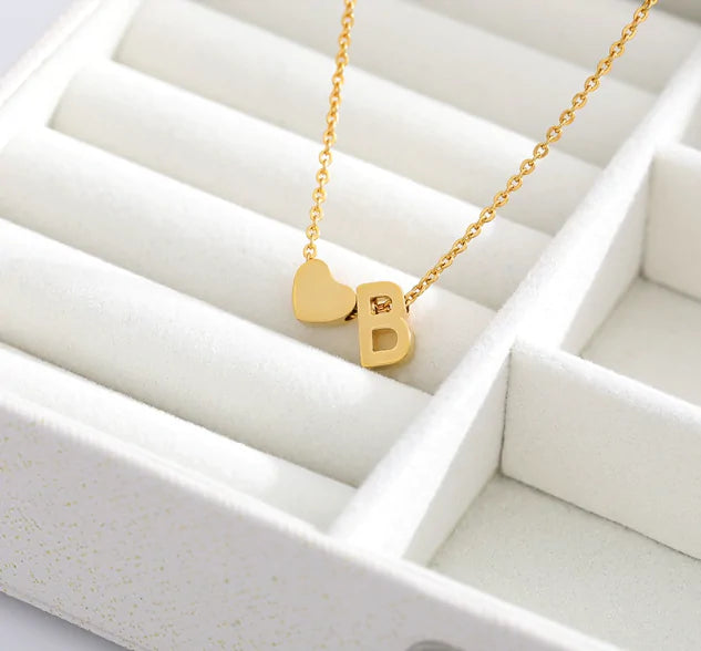 Letter Heart Initial Necklaces