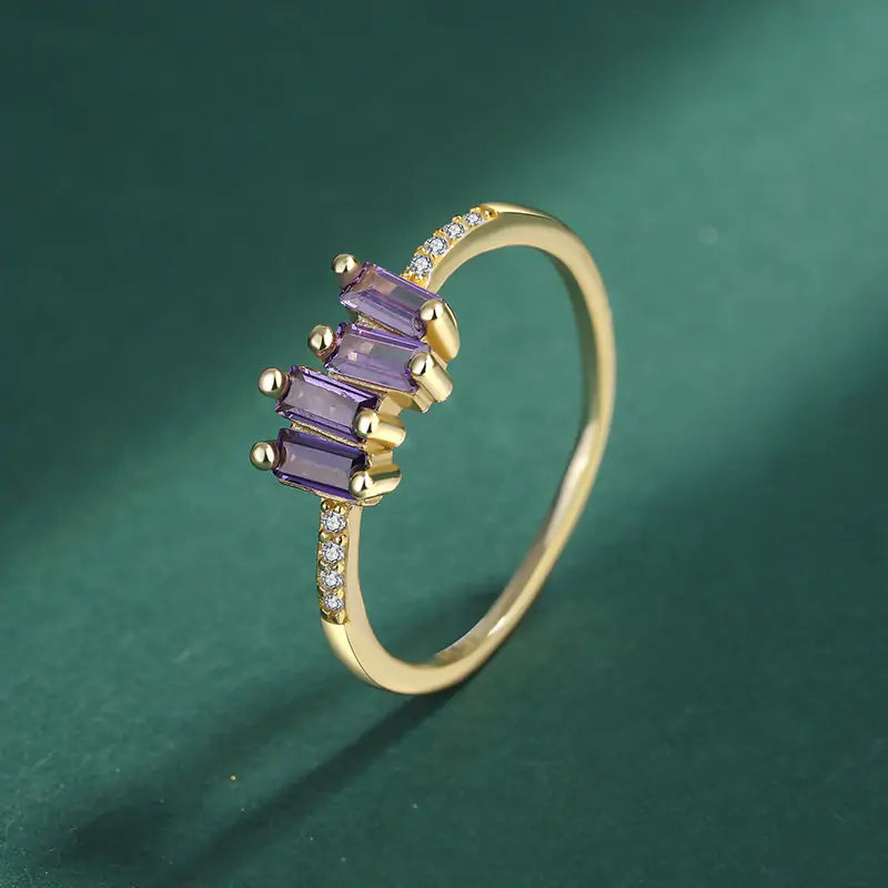 Baguette Amethyst Rings