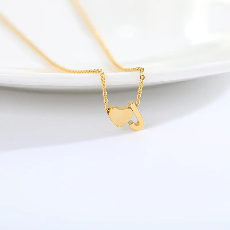 Letter Heart Initial Necklaces